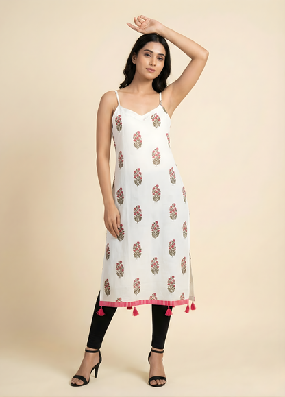 Ivory Red Floral Mul Cotton Kurti – Wholesale Manufacturer for Women’s Summer Wear
