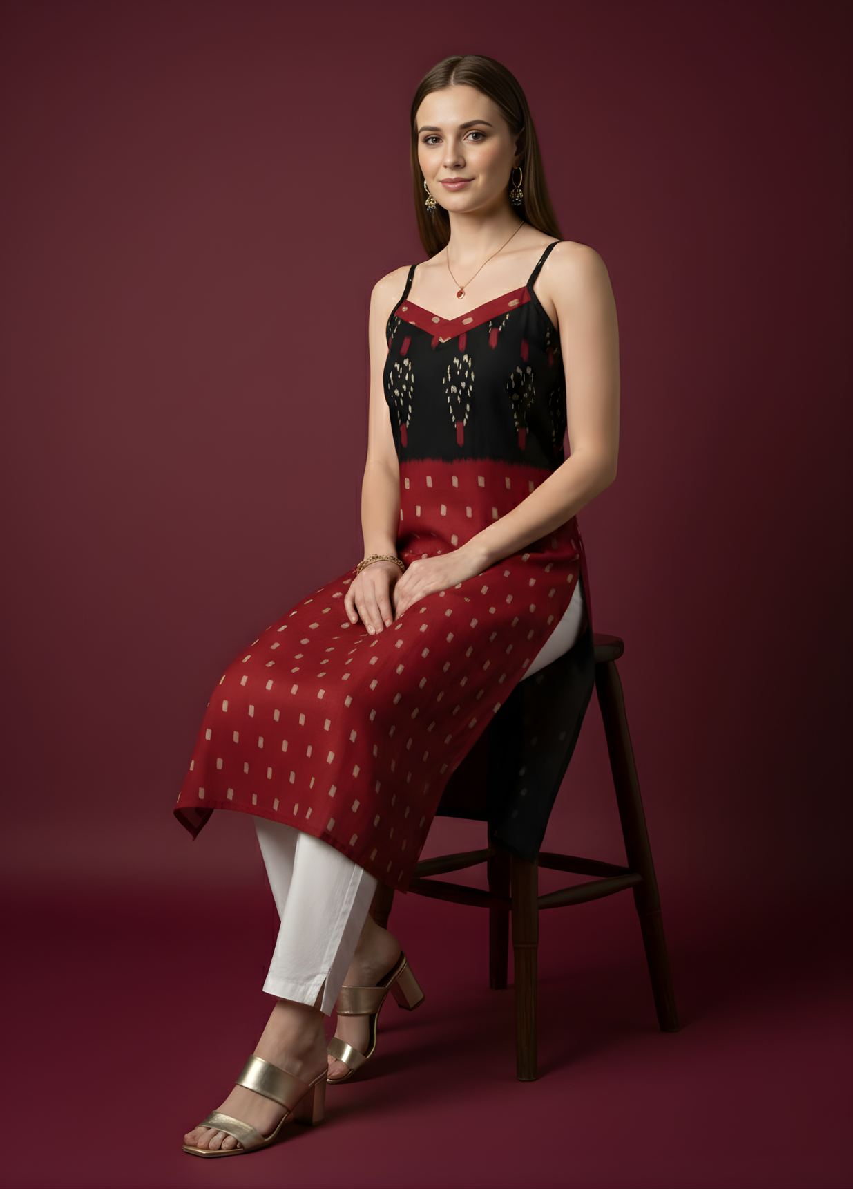 Black wine printed mul cotton kurti wholesale manufacturer