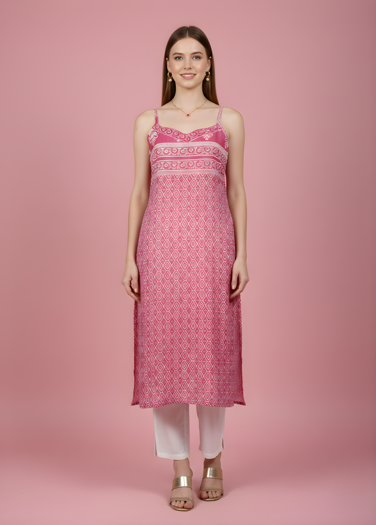 Rose Pink Printed Mul Cotton Kurti – Wholesale Manufacturer for Women’s Ethnic Wear