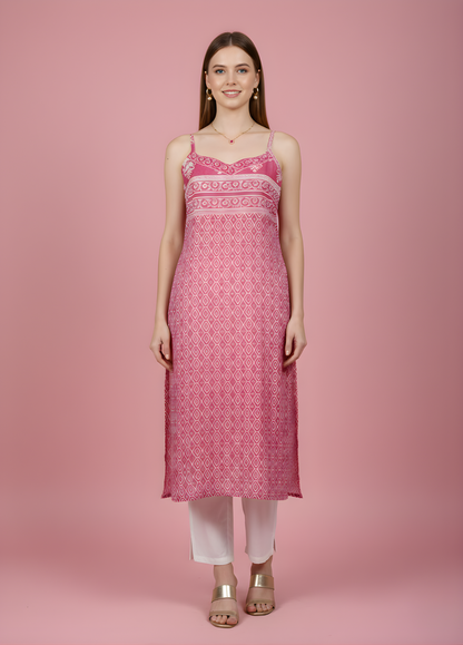 Rose Pink Printed Mul Cotton Kurti – Wholesale Manufacturer for Women’s Ethnic Wear