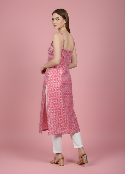 Rose Pink Printed Mul Cotton Kurti – Wholesale Manufacturer for Women’s Ethnic Wear