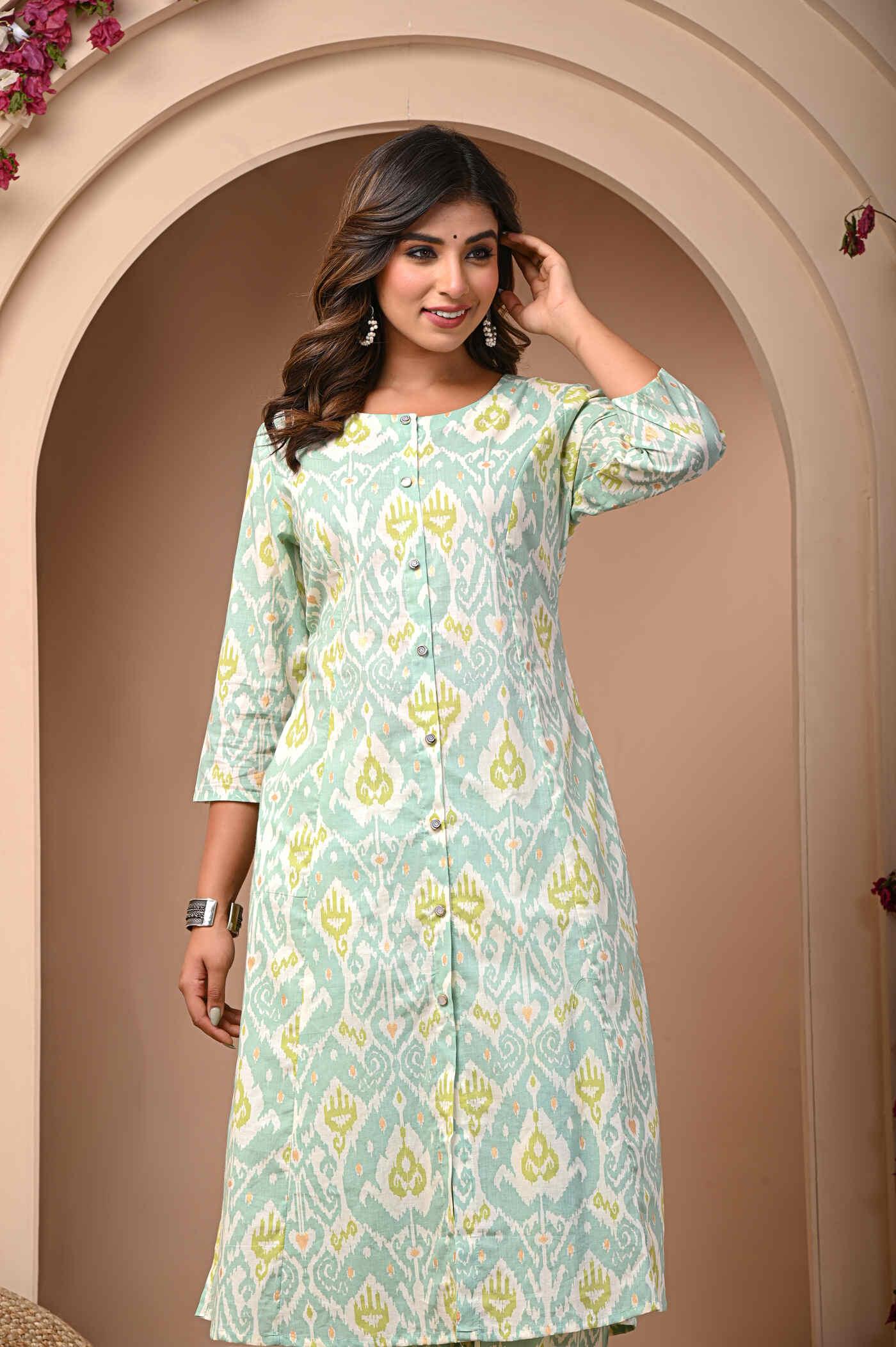 Printed cotton kurta palazzo set for women