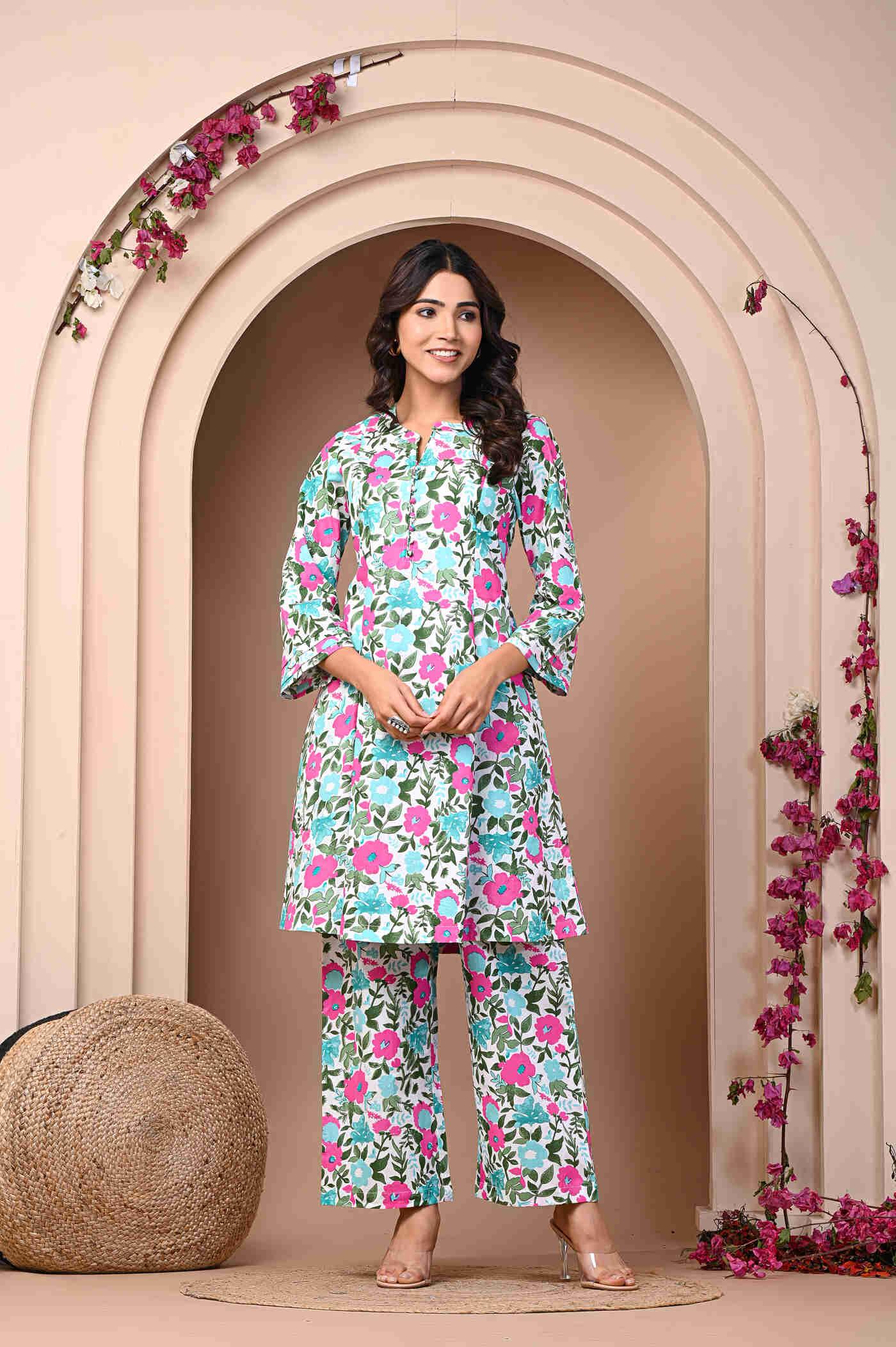 Neelufer Creation pure cotton kurta co ord set
