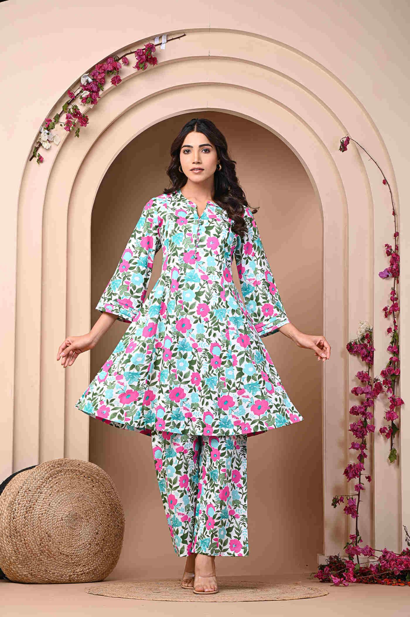 Floral cotton kurta set wholesale women