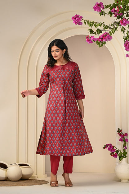 Printed cotton kurta set manufacturer India