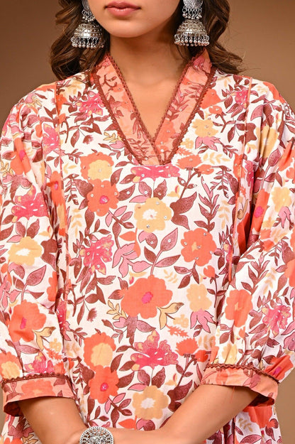 Floral cotton dupatta set women ethnic wear