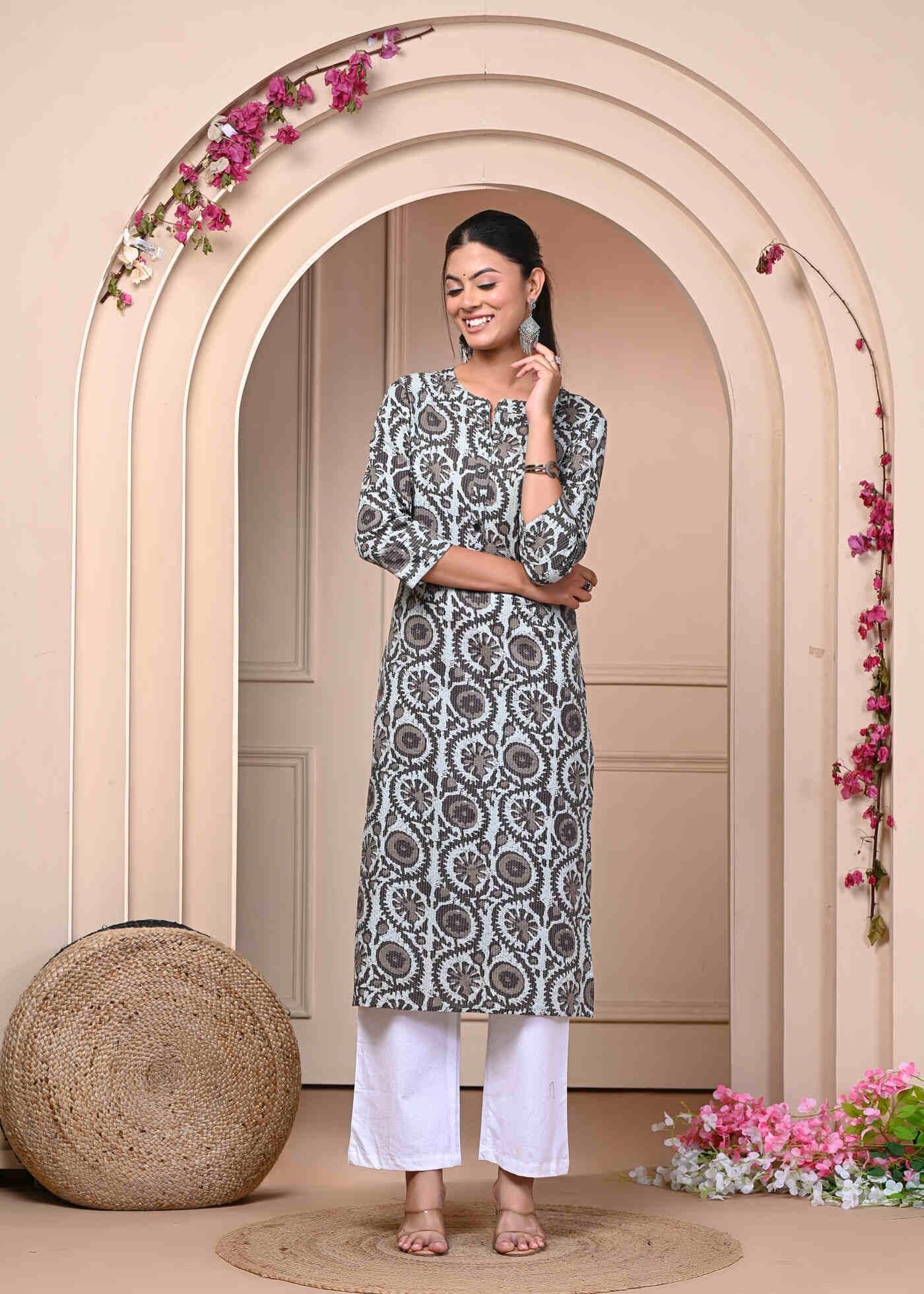 Neelufer Creation Katha cotton printed kurti