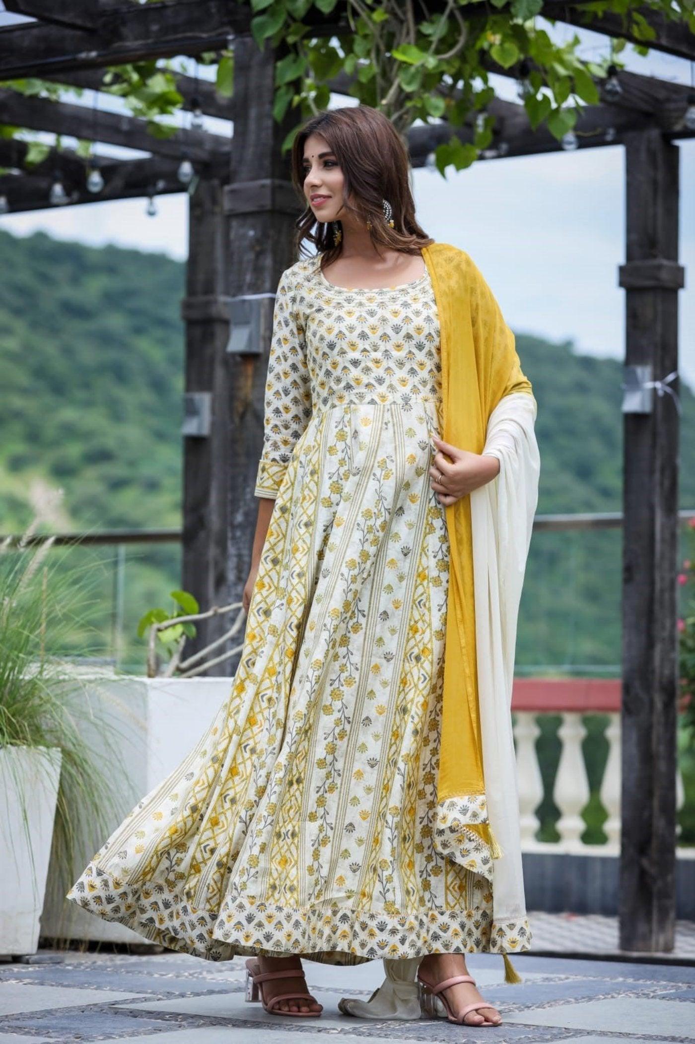 Designer modal chanderi long dress with dupatta bulk supply