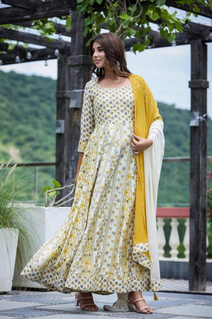 Designer modal chanderi long dress with dupatta bulk supply