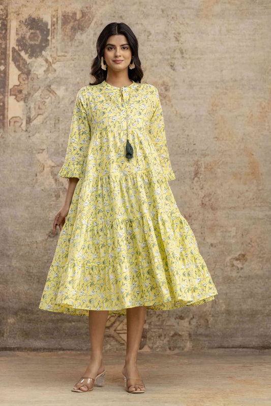 Neelufer Creation floral printed midi dress for women