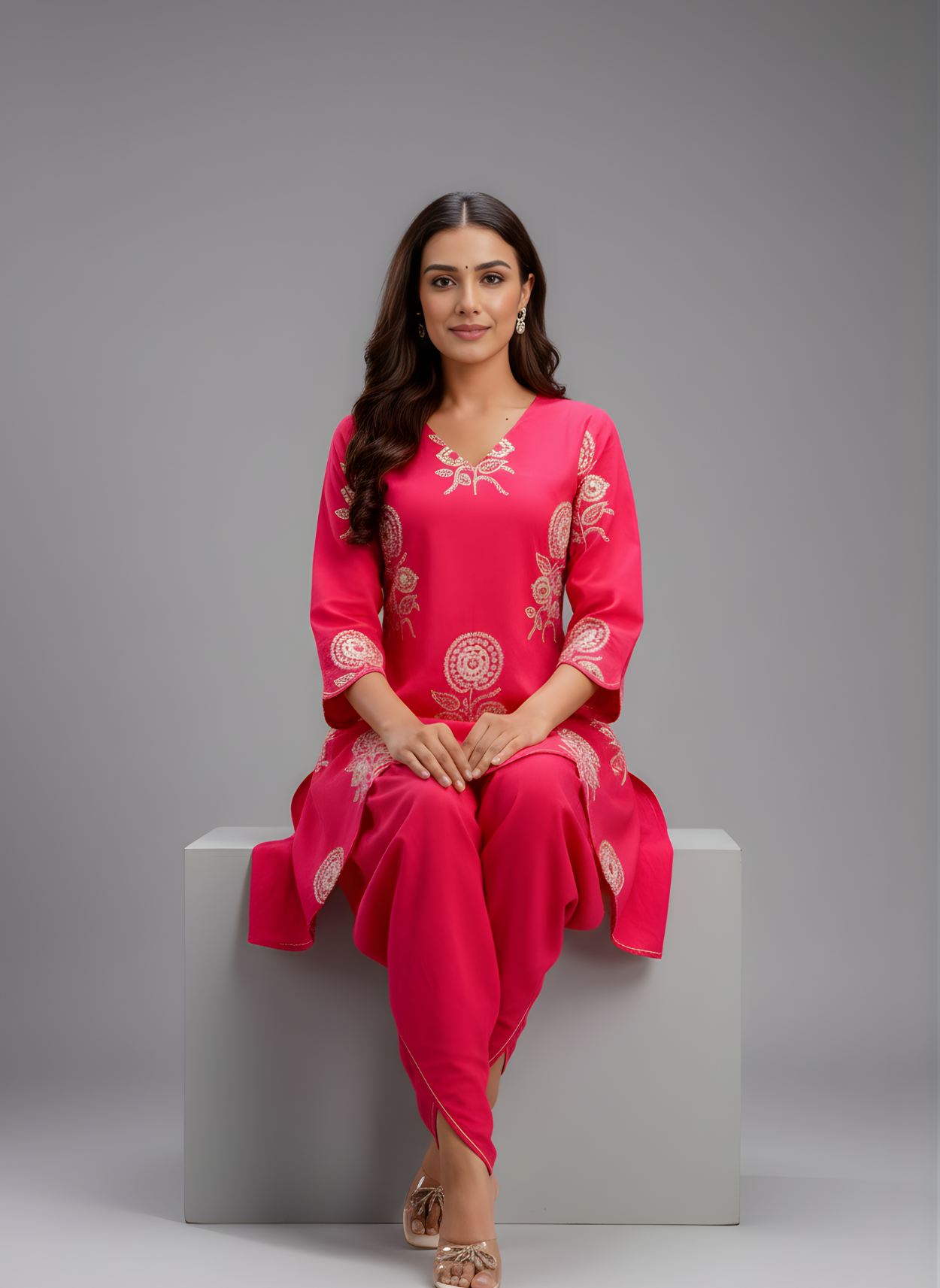 Modern_pink_kurti_and_tulip_pant_ethnic_set