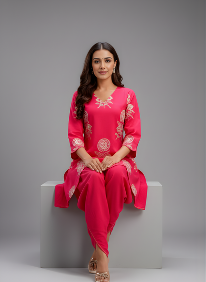 Modern_pink_kurti_and_tulip_pant_ethnic_set
