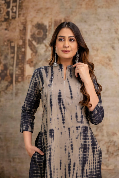 Neelufer Creation indigo pure cotton kurta set