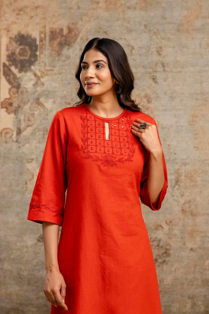Pure cotton kurta set with yoke design