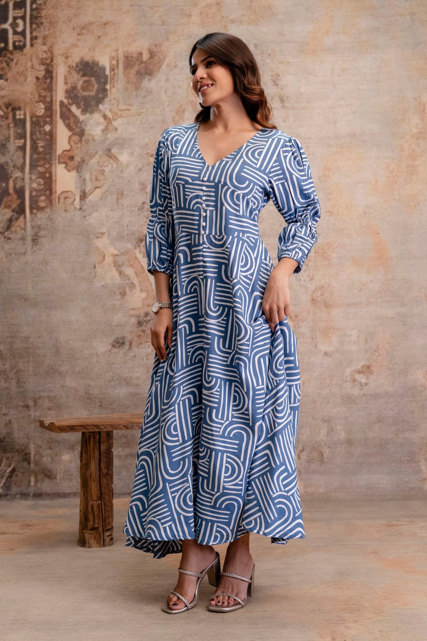 Rayon printed dress for women India
