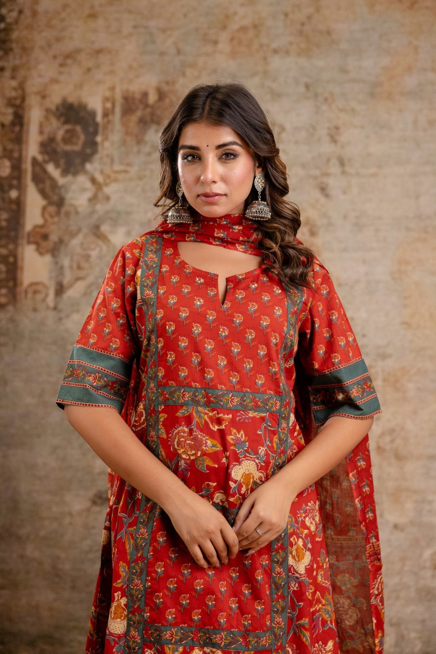 Pure cotton floral dupatta set wholesale by Neelufer Creation