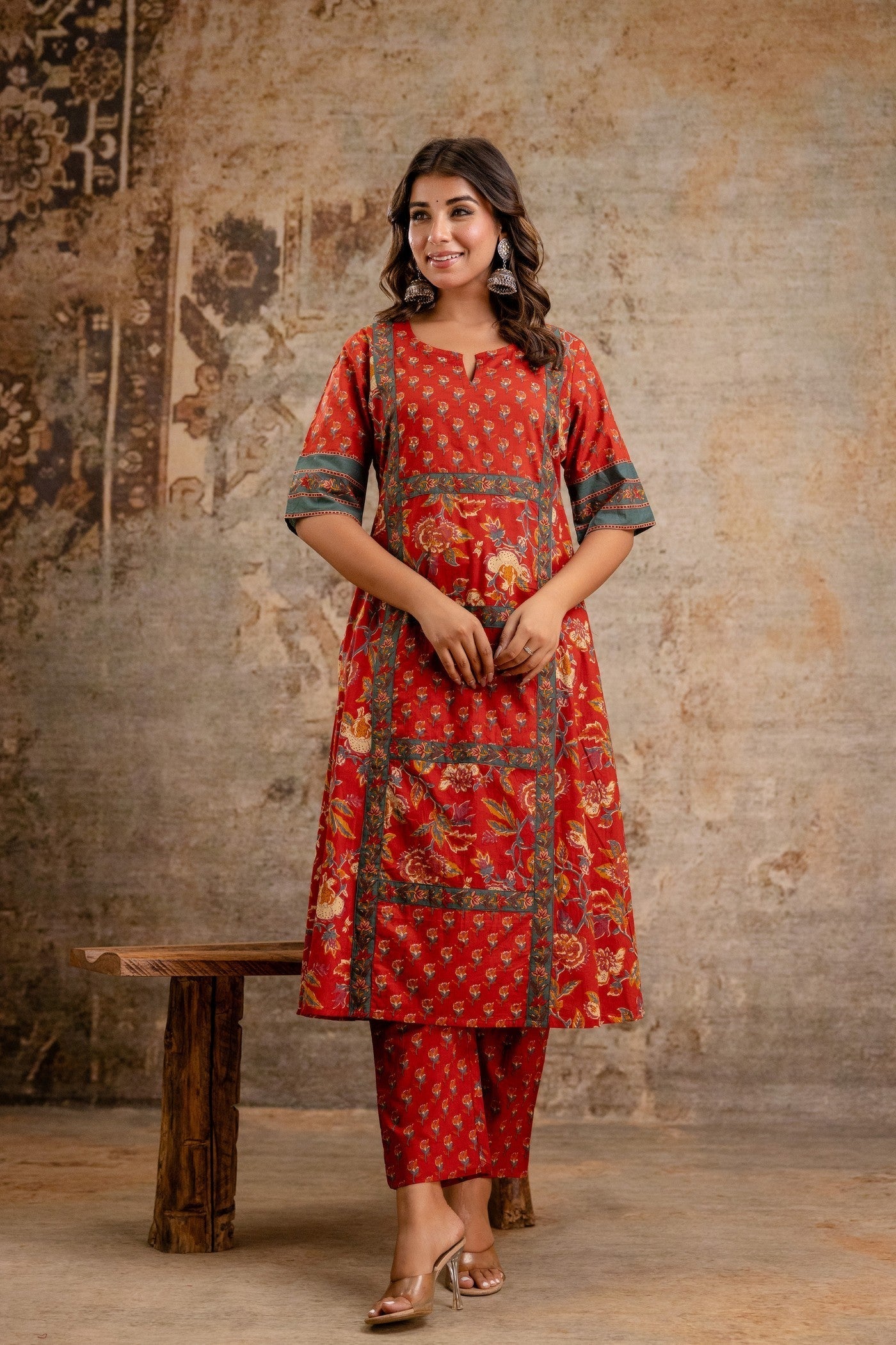 Printed pure cotton kurta dupatta set bulk supply