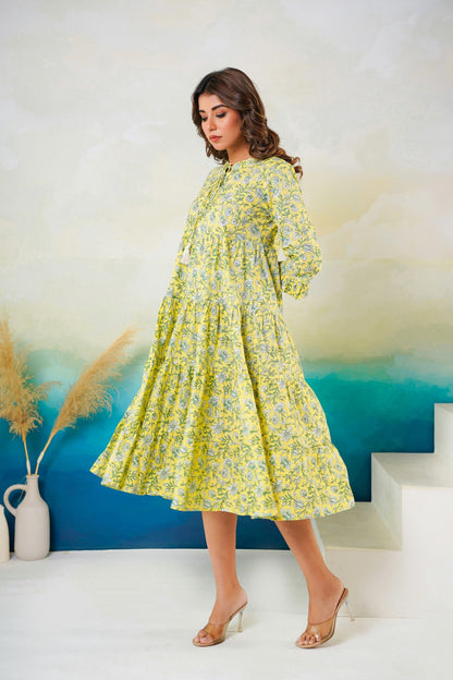 Floral printed cotton midi dress Neelufer Creation