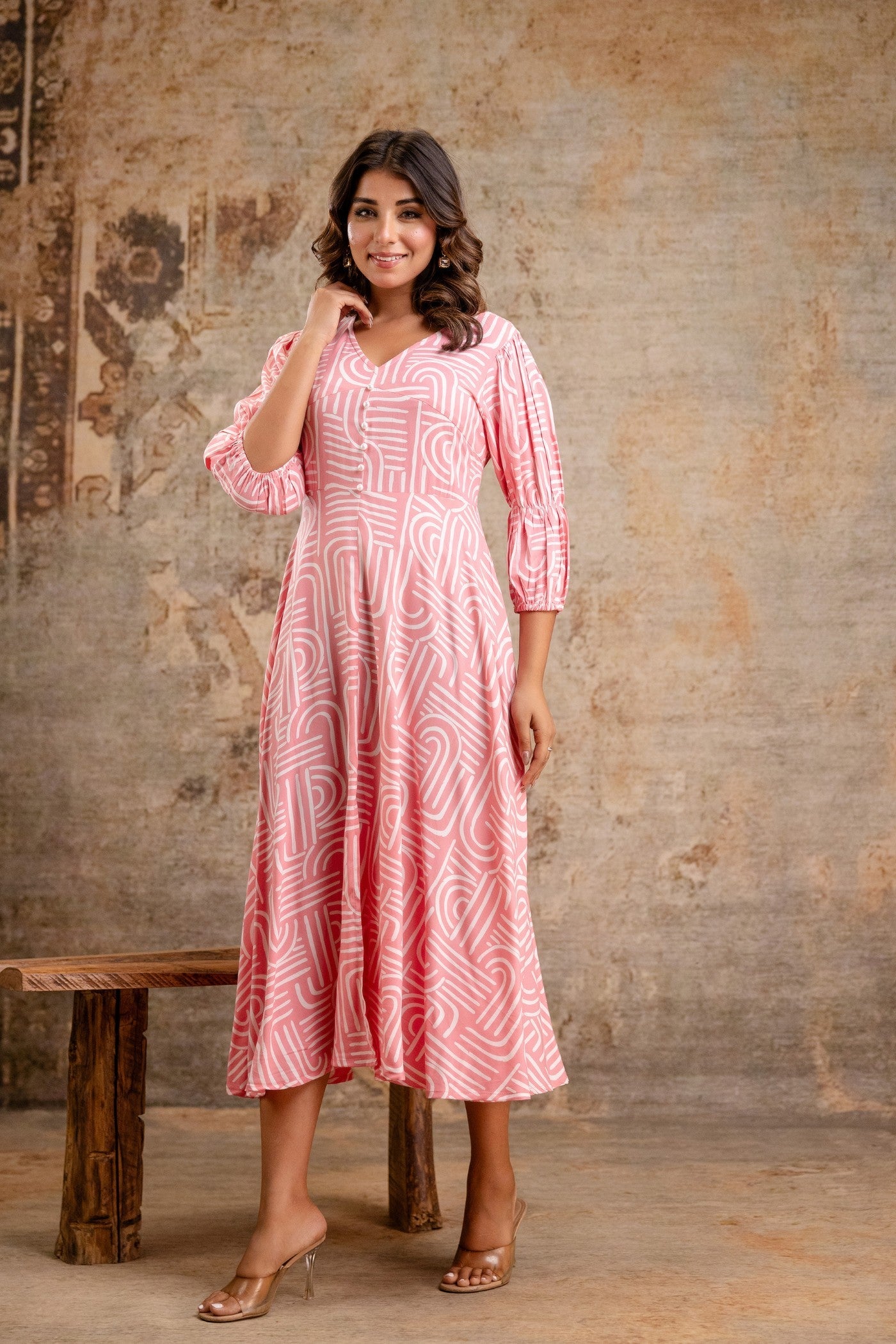 Summer casual dress with abstract print