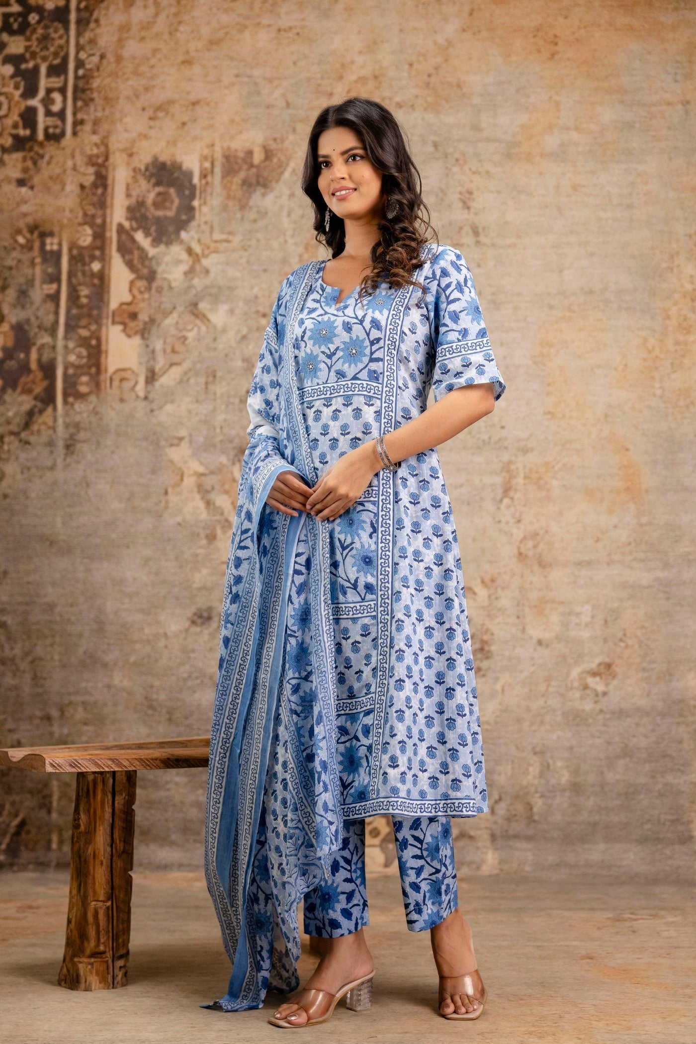 Summer cotton ethnic set in floral print