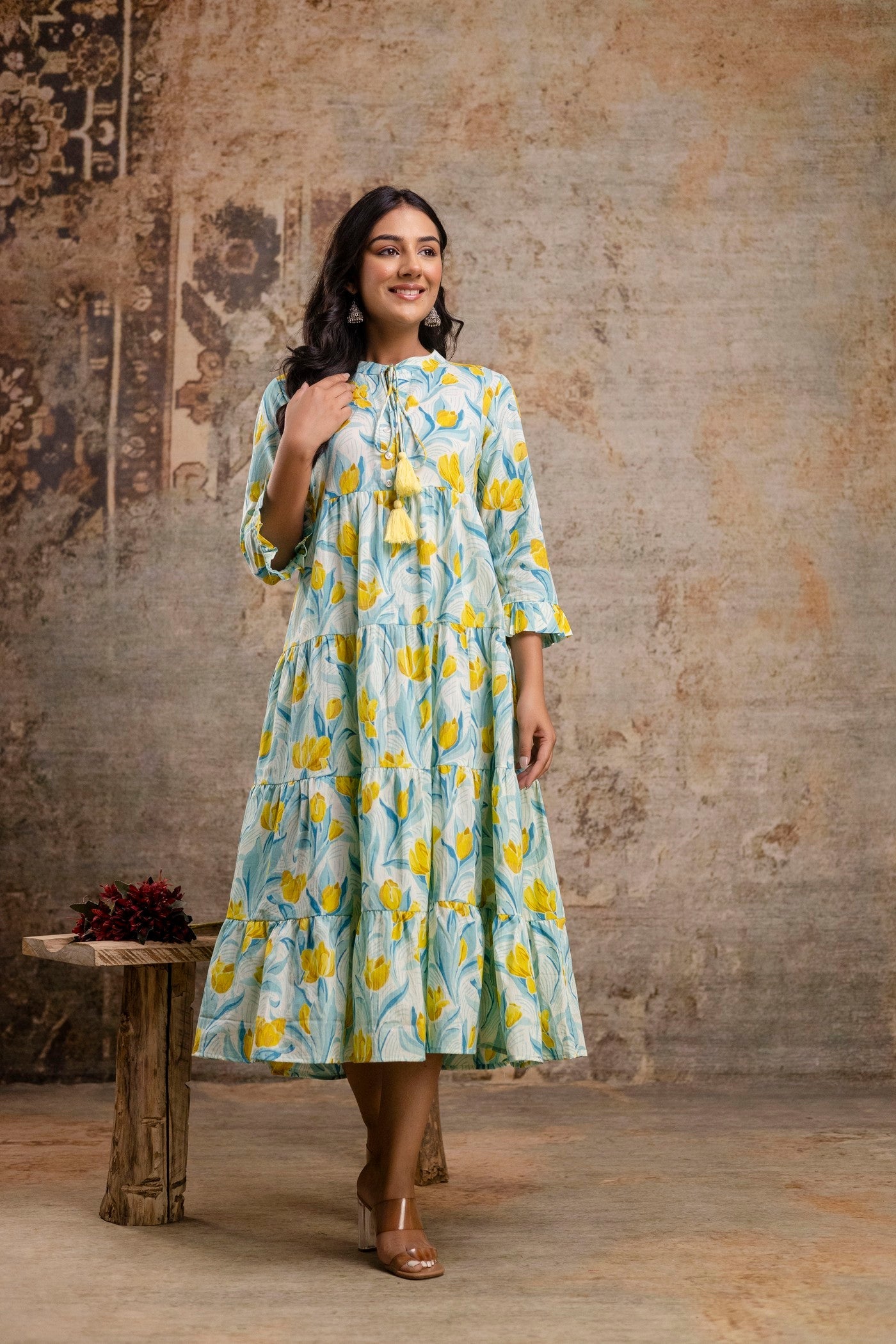 Jaipuri printed floral cotton dress by Aaronee