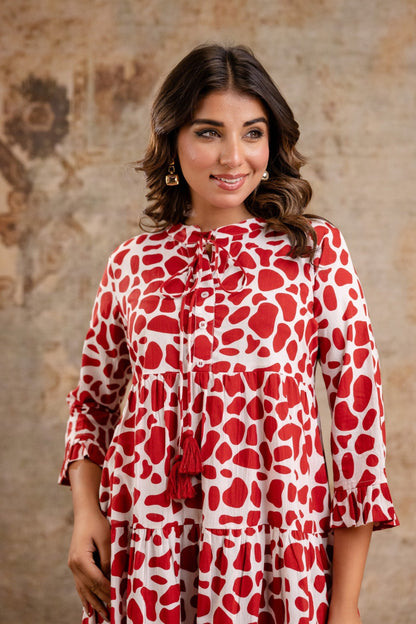 Tiered Flare Midi Dress