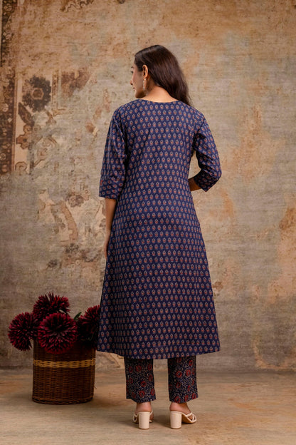 Traditional hand embroidered neckline kurti