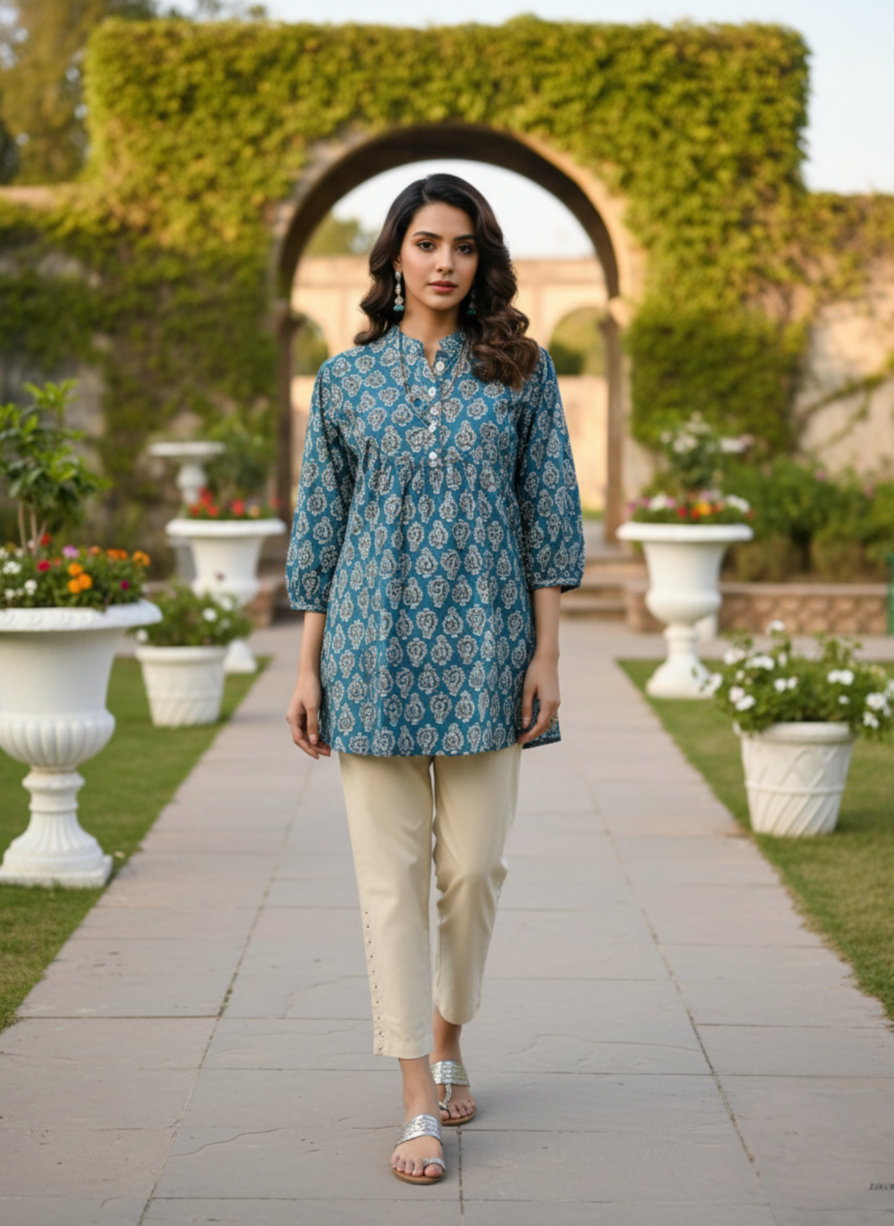Neelufer Creation indigo Jaipuri cotton top