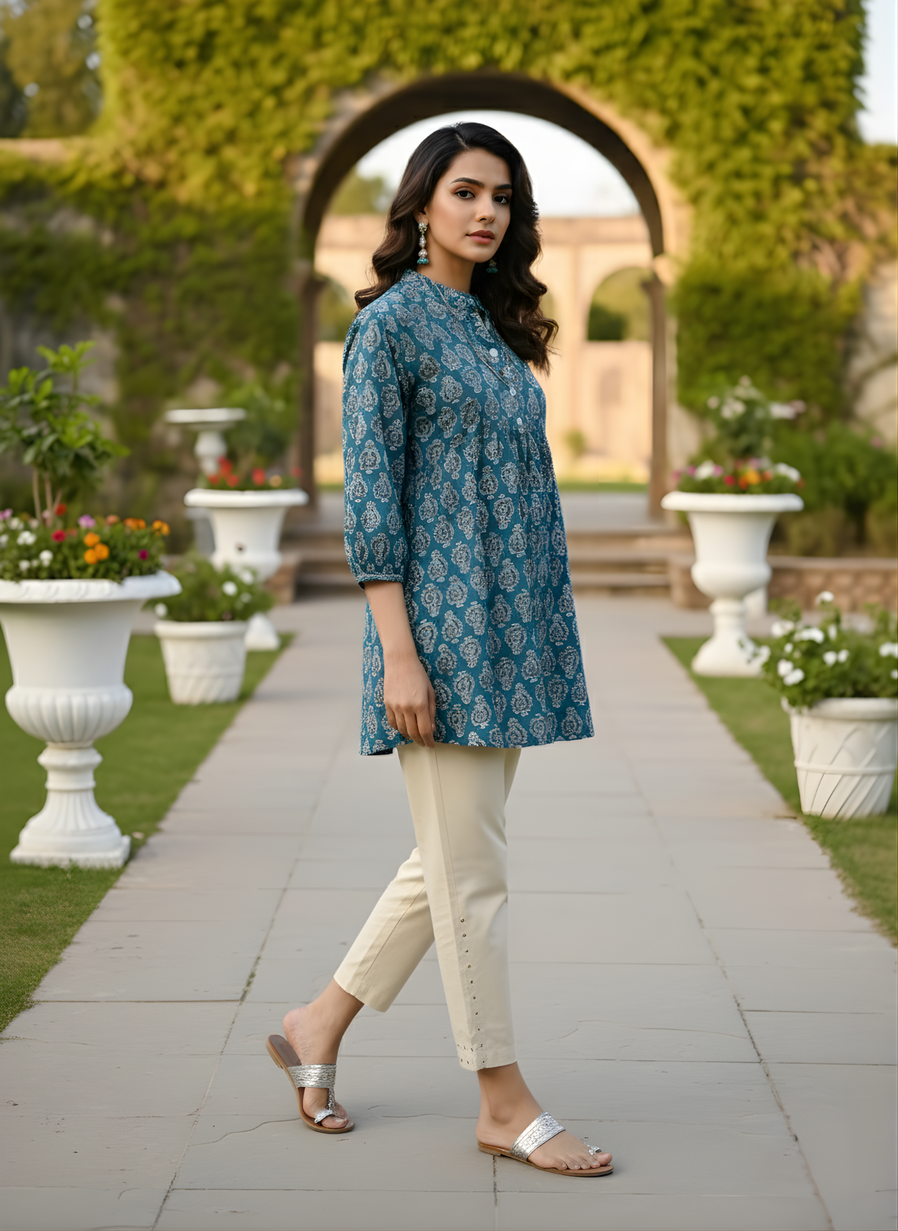 Women indigo Jaipuri print cotton top wholesale
