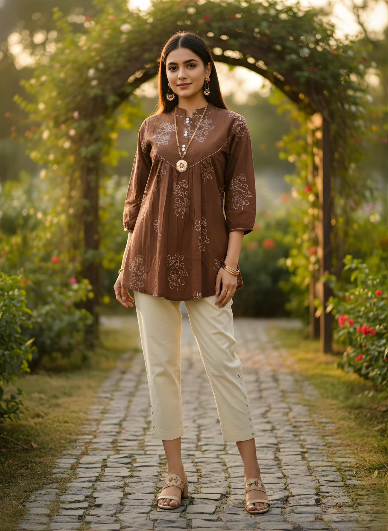 Neelufer Creation brown Jaipuri cotton top