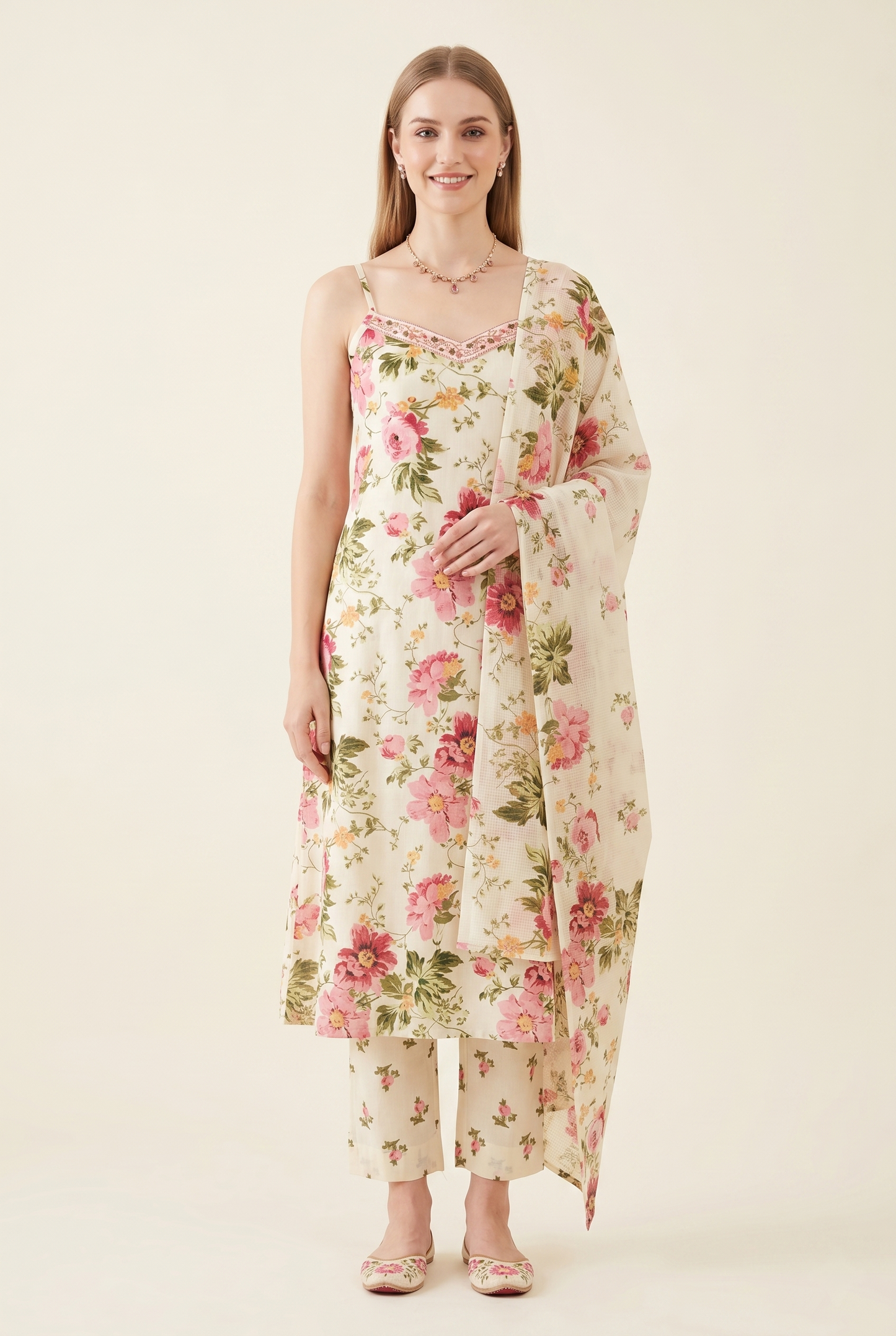 Premium Floral Cotton Dupatta Set Wholesale Women Wear Manufacturer India