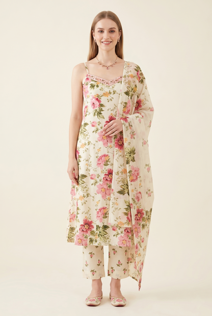 Premium Floral Cotton Dupatta Set Wholesale Women Wear Manufacturer India