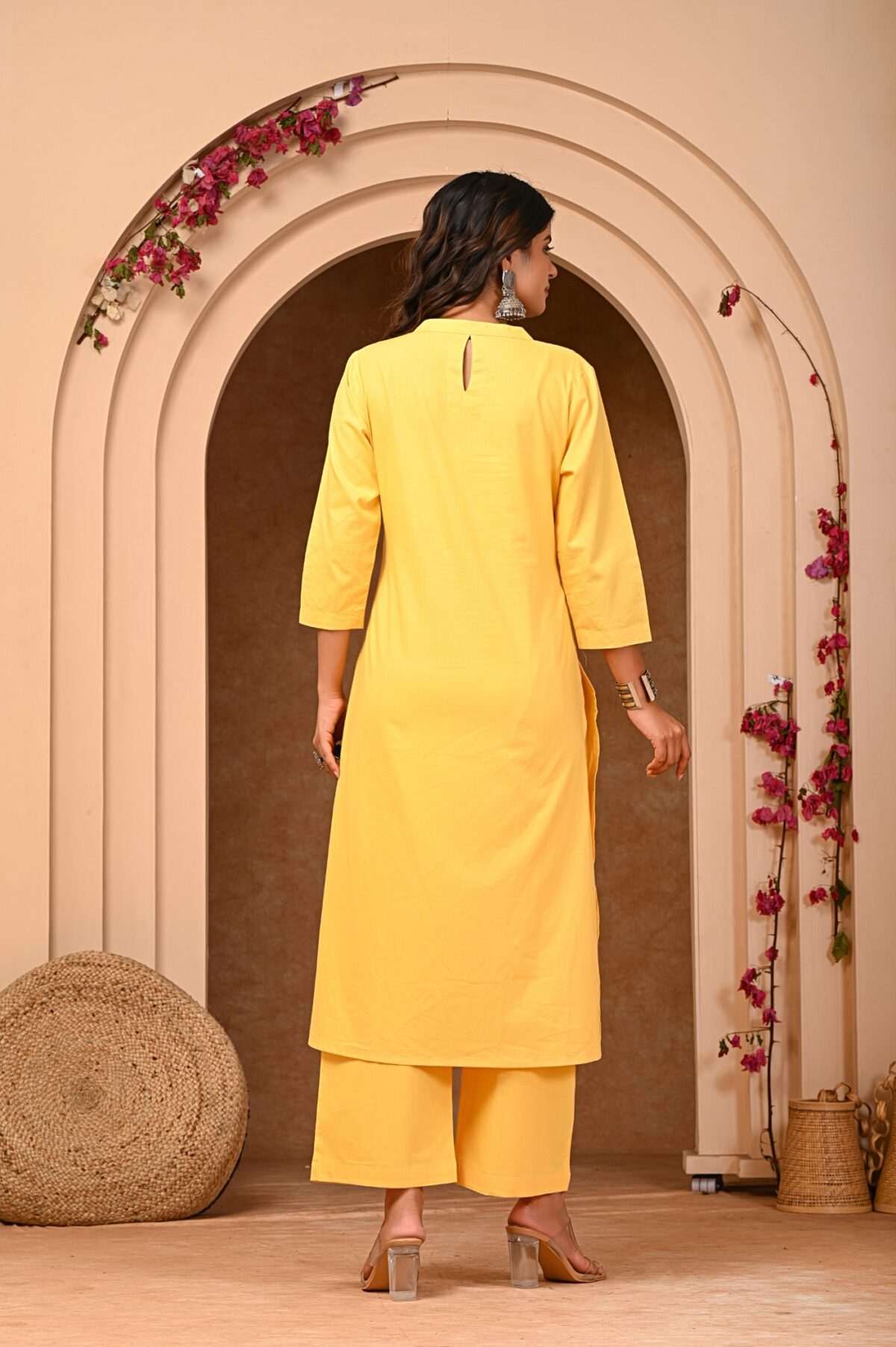 Elegant Yellow A Line Kurta with Pant Set 1