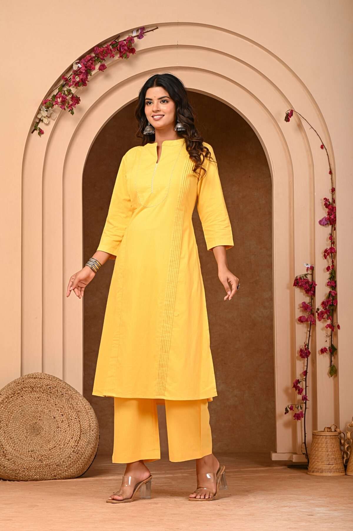 Elegant Yellow A Line Kurta with Pant Set 4